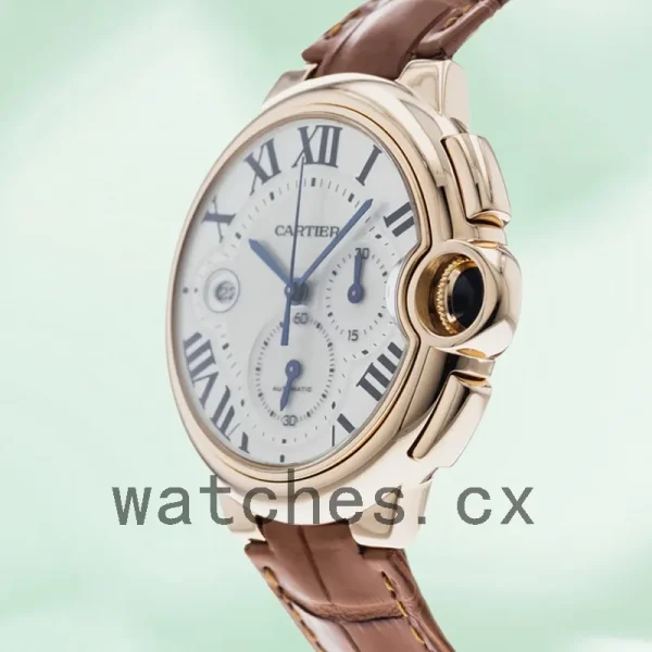 Cartier Ballon Bleu 47mm W6920009 Men's Leather Strap Silver Dial - Image 4