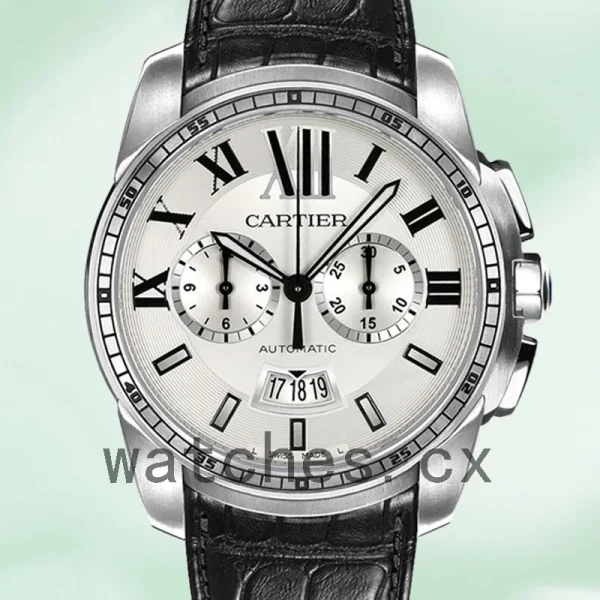 Cartier Calibre W7100046 42mm Men's Leather Strap