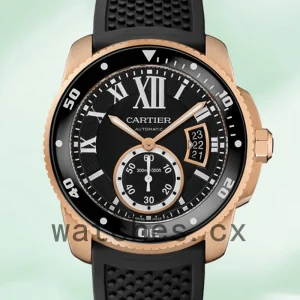 Cartier Calibre W7100052 42mm Men's Rubber Band Rose Gold-tone