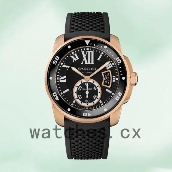 Cartier Calibre W7100052 42mm Men's Rubber Band Rose Gold-tone - Image 2