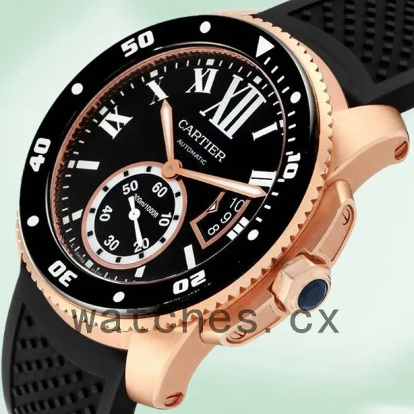 Cartier Calibre W7100052 42mm Men's Rubber Band Rose Gold-tone - Image 3