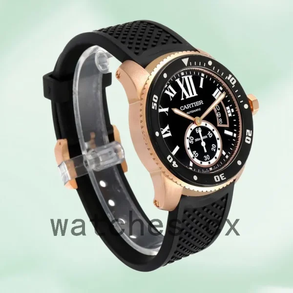 Cartier Calibre W7100052 42mm Men's Rubber Band Rose Gold-tone - Image 4