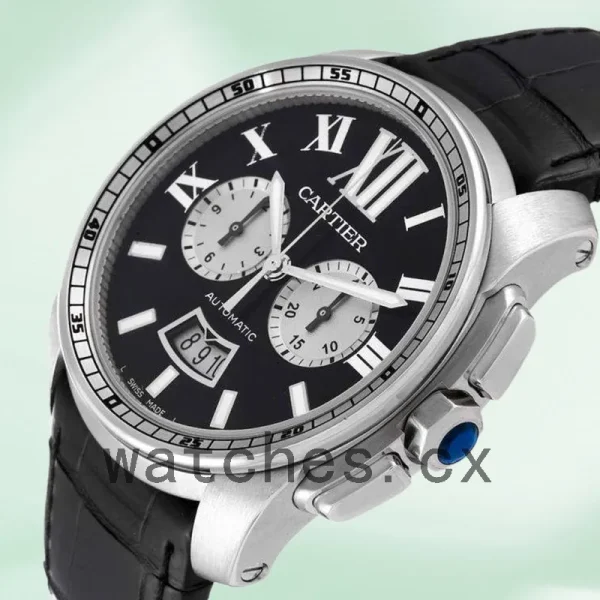 Cartier Calibre 42mm W7100060 Men's Quartz Leather Strap - Image 3