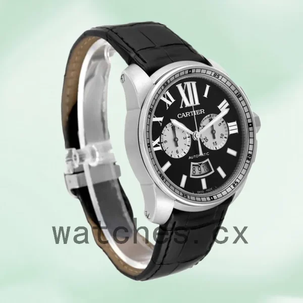Cartier Calibre 42mm W7100060 Men's Quartz Leather Strap - Image 4