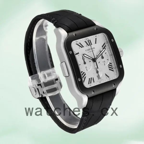Cartier Santos Men's WSSA0017 43mm Leather Strap Silver-tone - Image 3