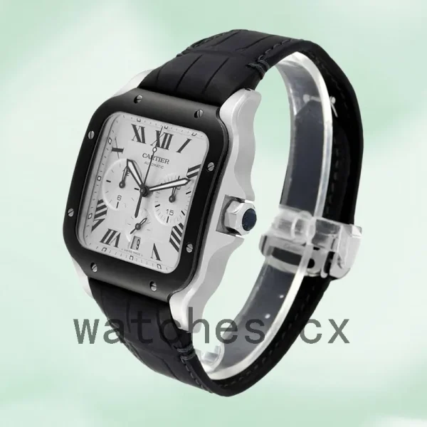 Cartier Santos Men's WSSA0017 43mm Leather Strap Silver-tone - Image 4