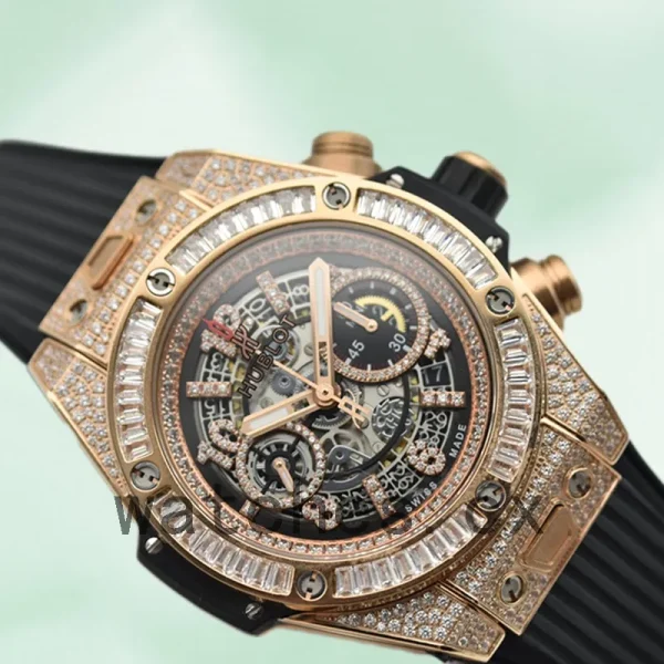 Hublot Big Bang 411.OX.1180.RX.0904 44mm Men Diamonds Rubber Band - Image 3