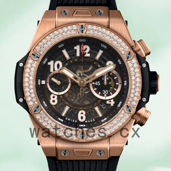 Hublot Big Bang Men 44mm 411.OX.1180.RX.1104 Black Dial Rubber Band
