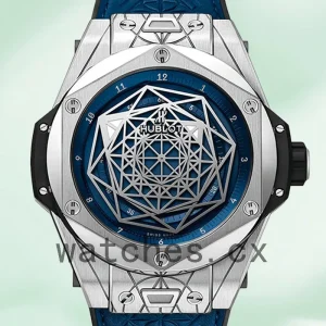 Hublot Big Bang 44mm Men 415.NX.7179.VR.MXM18 Leather Strap Blue Dial