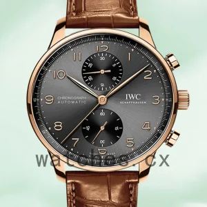 IWC Portuguese Chrono IW371610 Men's 44mm/41mm Grey Dial Leather Strap
