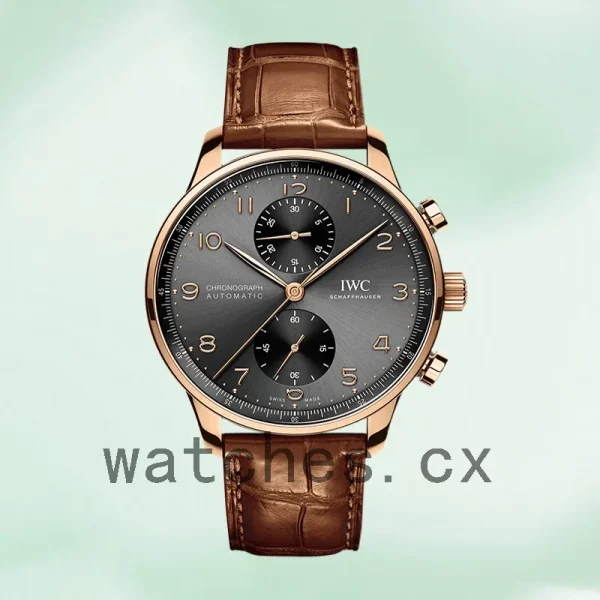 IWC Portuguese Chrono IW371610 Men's 44mm/41mm Grey Dial Leather Strap - Image 2