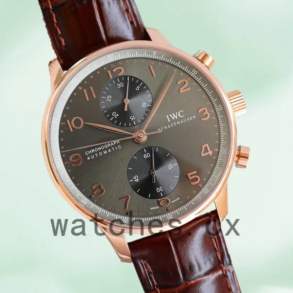 IWC Portuguese Chrono IW371610 Men's 44mm/41mm Grey Dial Leather Strap - Image 3