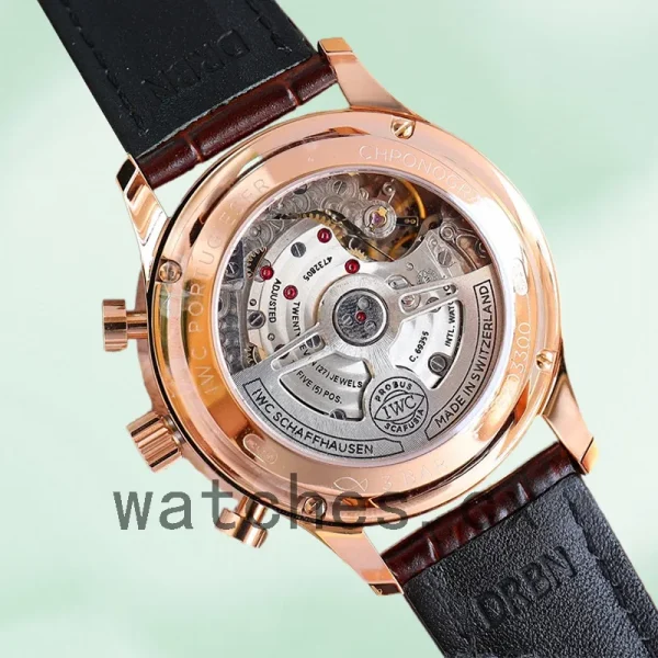 IWC Portuguese Chrono IW371610 Men's 44mm/41mm Grey Dial Leather Strap - Image 4