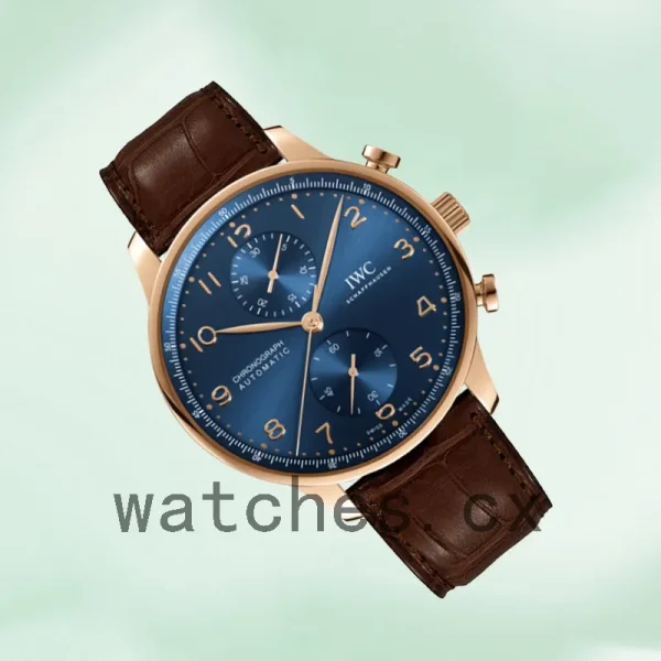 IWC Portuguese Chrono IW371614 44mm/41mm Men's Rose Gold-tone Leather Strap - Image 3