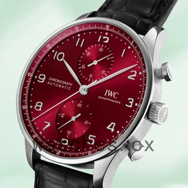 IWC Portuguese Chrono Men's 44mm/41mm IW371616 Silver-tone Leather Strap - Image 3
