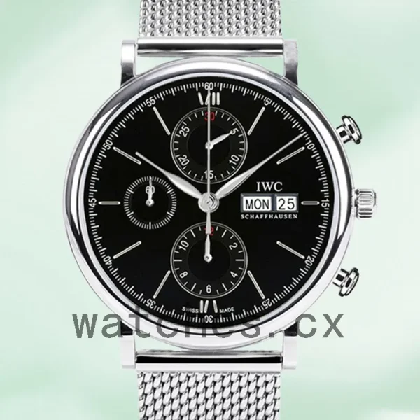 IWC Portofino Chronograph 43mm/42mm IW391010 Men's Black Dial