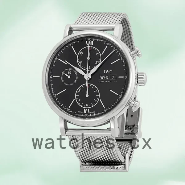 IWC Portofino Chronograph 43mm/42mm IW391010 Men's Black Dial - Image 4