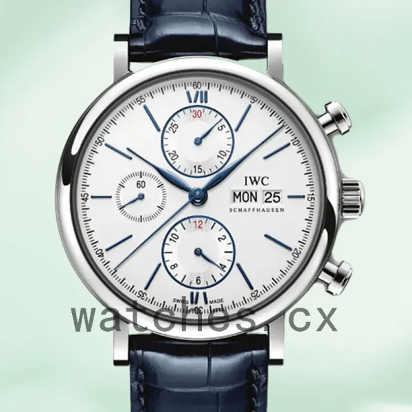 IWC Portofino Chronograph Men's 44mm/42mm IW391037 White Dial Silver-tone