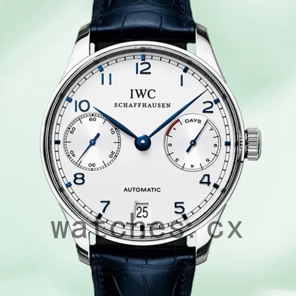 IWC Portuguese Automatic Men's 43mm/40mm IW500107 Silver-tone Leather Strap