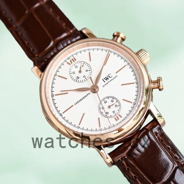 IWC Portofino Chronograph Men's PortofinoWSR-001 43mm/39mm Automatic Leather Strap - Image 3