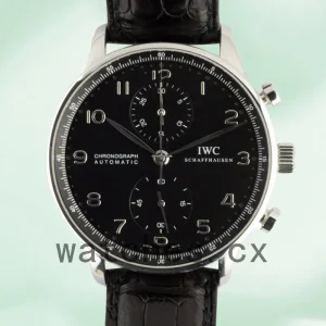 IWC Portuguese Chrono 42mm IW371438 Men's Silver-tone Black Dial