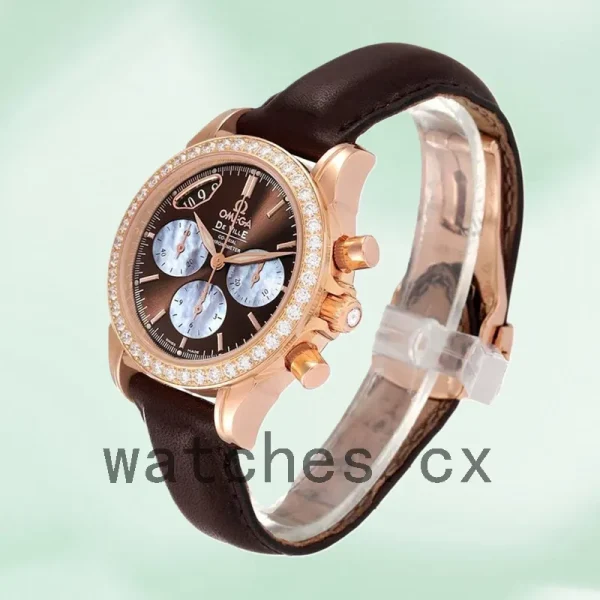Omega De Ville 4677.60.37 Ladies 35mm Black Dial Leather Strap - Image 3