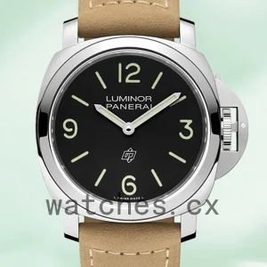 Panerai Luminor Men's PAM01086-001 44mm Silver-tone Leather Strap