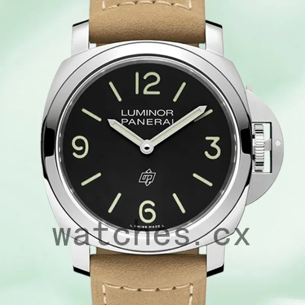 Panerai Luminor Men's PAM01086-001 44mm Silver-tone Leather Strap