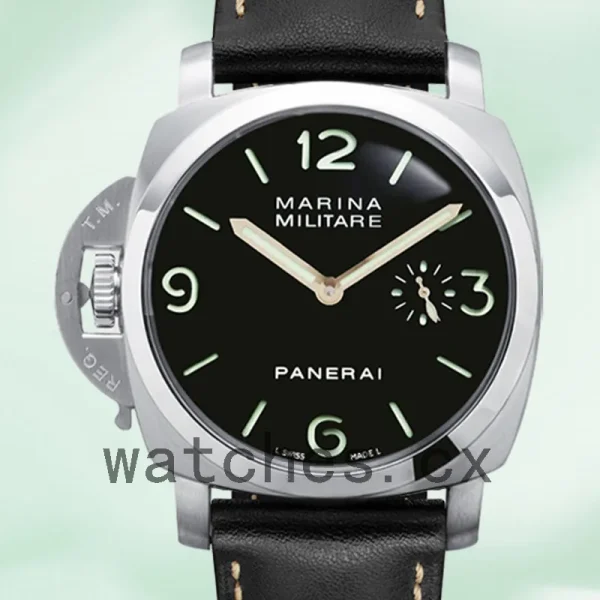 Panerai Luminor Marina PAM00217 44mm Men's Leather Strap Black Dial