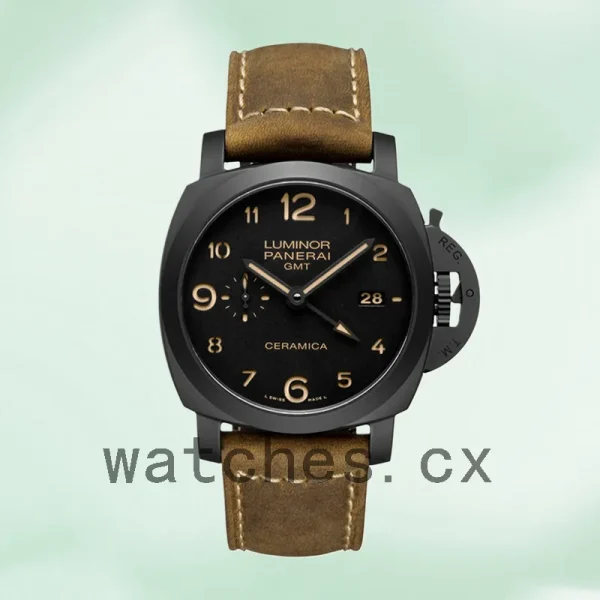 Panerai Luminor GMT Men's 44mm PAM00441 Leather Strap Black Dial - Image 2