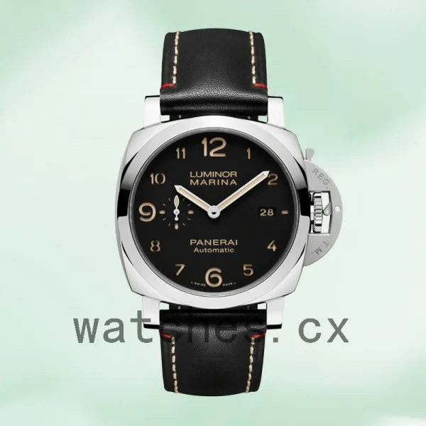 Panerai Luminor Marina 44mm Men's PAM00910 Leather Strap Black Dial - Image 2