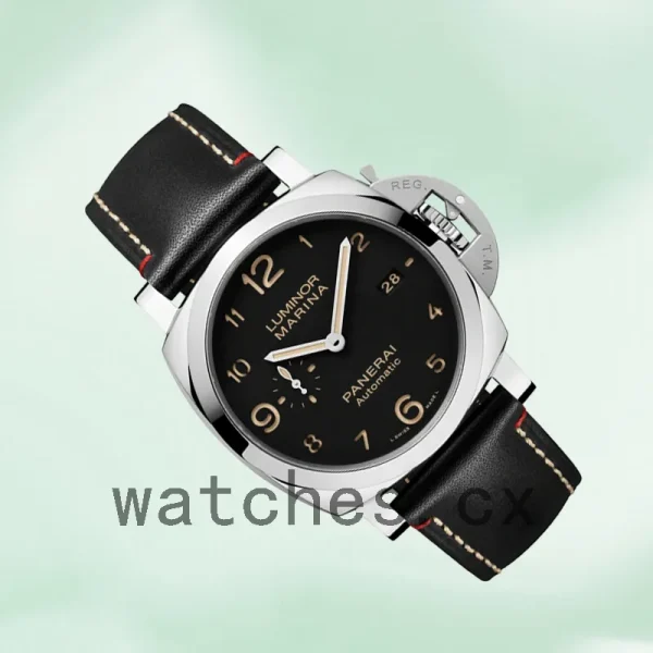 Panerai Luminor Marina 44mm Men's PAM00910 Leather Strap Black Dial - Image 3