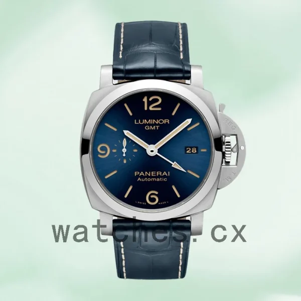Panerai Luminor GMT 44mm PAM01033 Men's Blue Dial Leather Strap - Image 2