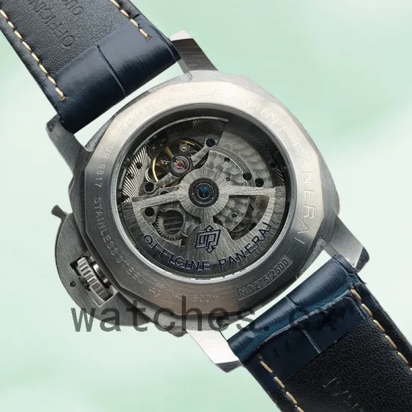 Panerai Luminor GMT 44mm PAM01033 Men's Blue Dial Leather Strap - Image 3