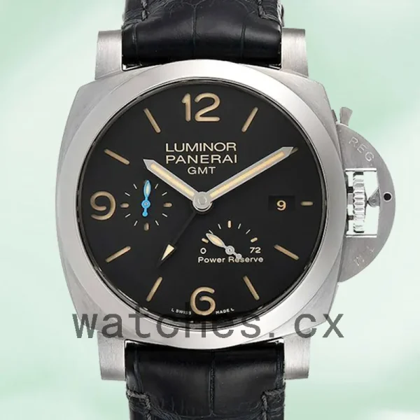 Panerai Luminor GMT Men's PAM01321 44mm Leather Strap Black Dial