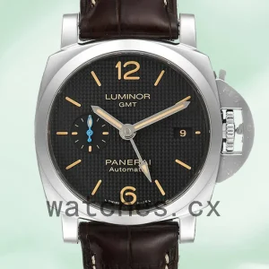 Panerai Luminor GMT Men's PAM01535 44mm Leather Strap Silver-tone