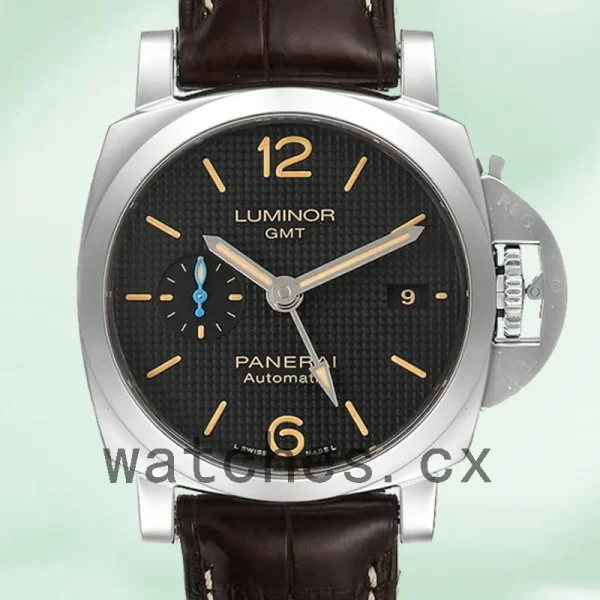 Panerai Luminor GMT Men's PAM01535 44mm Leather Strap Silver-tone