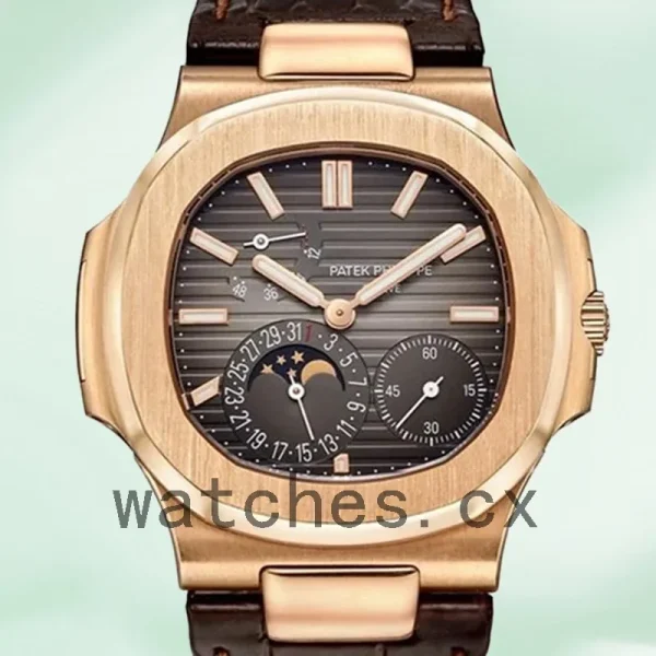 Patek Philippe Nautilus Men's 5712R-001 40mm Rose Gold-tone Leather Strap