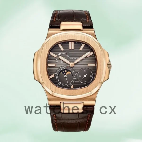 Patek Philippe Nautilus Men's 5712R-001 40mm Rose Gold-tone Leather Strap - Image 2