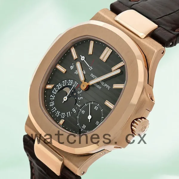 Patek Philippe Nautilus Men's 5712R-001 40mm Rose Gold-tone Leather Strap - Image 3