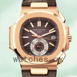 Patek Philippe Nautilus Men's 5980R-001 40mm Brown Dial Leather Strap