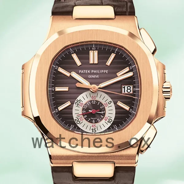 Patek Philippe Nautilus Men's 5980R-001 40mm Brown Dial Leather Strap