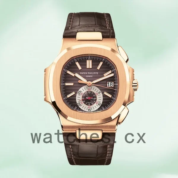 Patek Philippe Nautilus Men's 5980R-001 40mm Brown Dial Leather Strap - Image 2