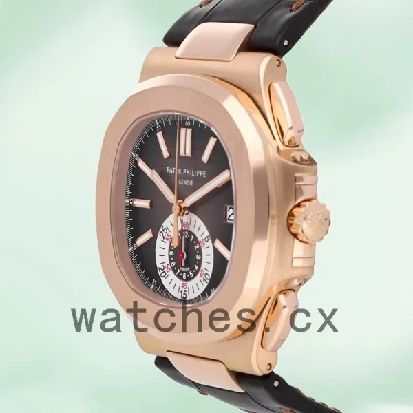 Patek Philippe Nautilus Men's 5980R-001 40mm Brown Dial Leather Strap - Image 3