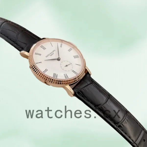 Patek Philippe Calatrava 40mm Men's 3919J Leather Strap White Dial - Image 3