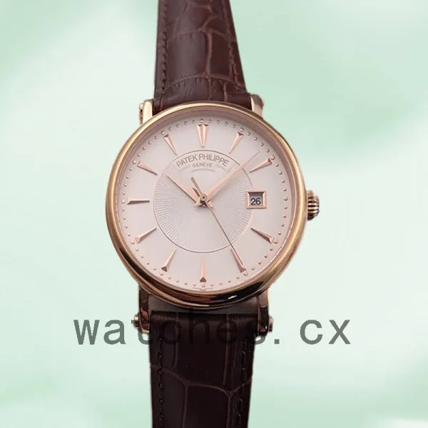 Patek Philippe Calatrava Men's 5153R-001 40mm White Dial Leather Strap - Image 2