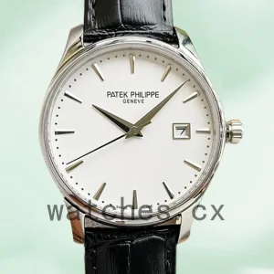 Patek Philippe Calatrava 5227G-001 Men's 40mm Leather Strap Silver-tone