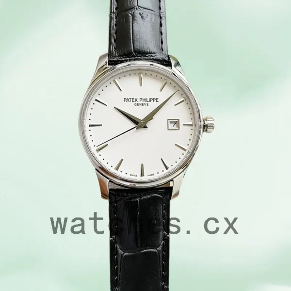 Patek Philippe Calatrava 5227G-001 Men's 40mm Leather Strap Silver-tone - Image 2
