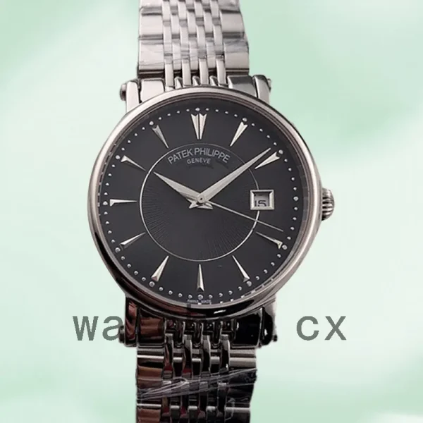 Patek Philippe Calatrava 40mm Men's CalatravaBKSB015 Bracelet Black Dial - Image 2
