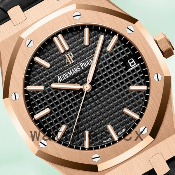 Audemars Piguet Royal Oak 15500OR.OO.D002CR.01 Men's 41mm Black Dial Leather Strap - Image 3
